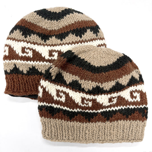 100% WOOL HAND KNITTED BEANY FLEECE LINED