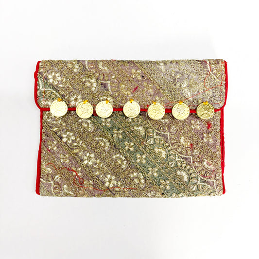 EMBROIDERED VELVET PURSE W STRAP
