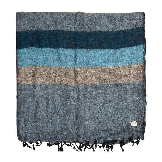 WOOL 'Coastal Dusk' BLEND HANDLOOM BLANKET 110X260CM