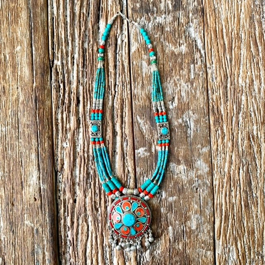 SILVERPLATED TIBETAN  NECKLACE