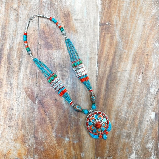 SILVERPLATED TIBETAN  NECKLACE
