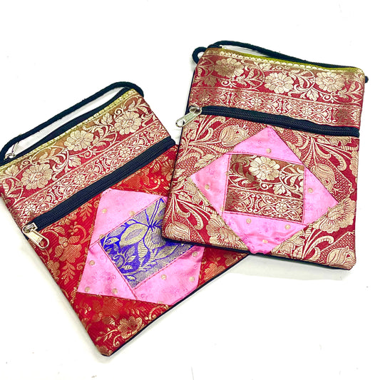 SILK SARI PASSPORT BAG 22x17CM