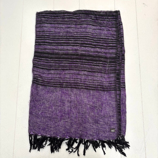 WOOL BLEND HANDLOOM BLANKET 110X260CM PURPLE STRIPE