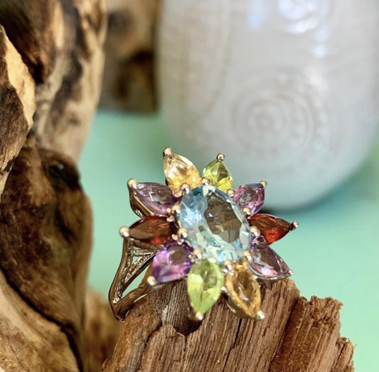 STERLING SILVER MULTISTONE RING
