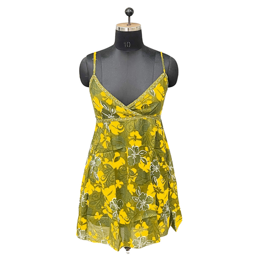 Yellow Hibiscus Babydoll Dress