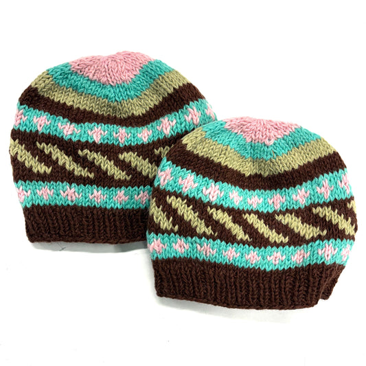 100% WOOL HAND KNITTED BEANY FLEECE LINED