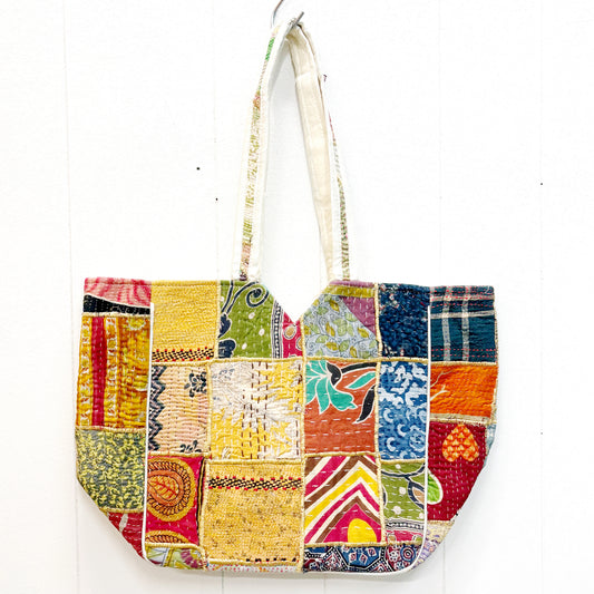 HAND STITCHED VINTAGE KANTHA SHOULDER BAG 50x32CM