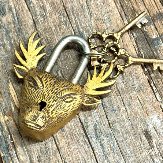 BRASS HANDMADE REINDEER LOCK