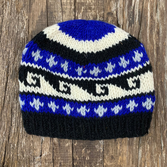 100% WOOL HAND KNITTED FLEECE LINED BEANY