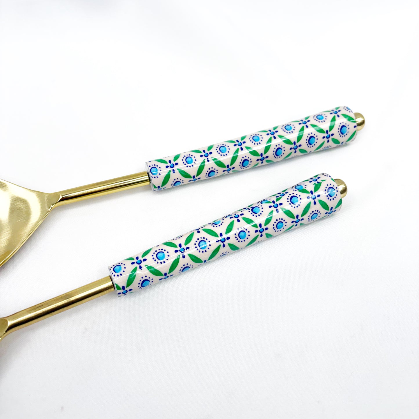Stainless Steel Brass Floral Serving Spoons 27x3x7cm