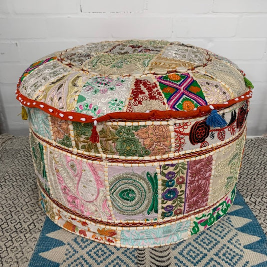 VINTAGE FABRIC PATCH COTTON OTTOMAN 55X35CM