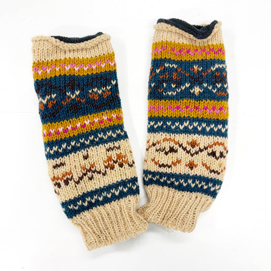 CREAM WOOL HAND KNITTED GLOVES