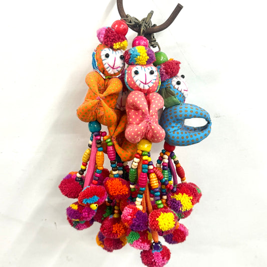 HANDMADE POMPOM MONKEY KEY HOLDER