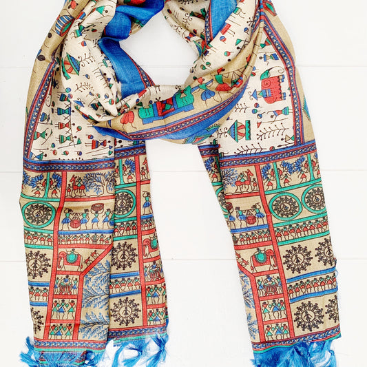SILK FRINGED SARONG/ SCARF 100x180CM
