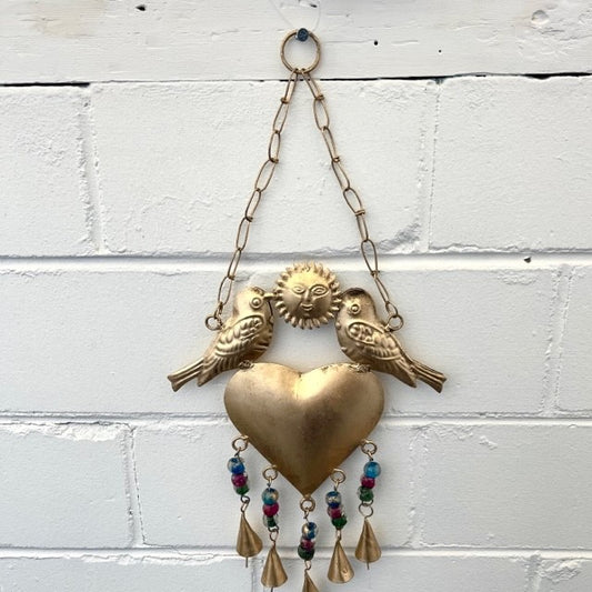 IRON LOVEBIRD BELL HANGING 33CM