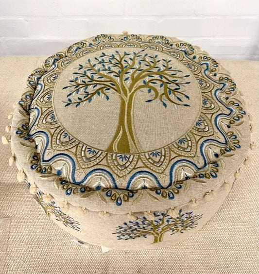 TREE OF LIFE EMB. COTTON OTTOMAN 40X20CM