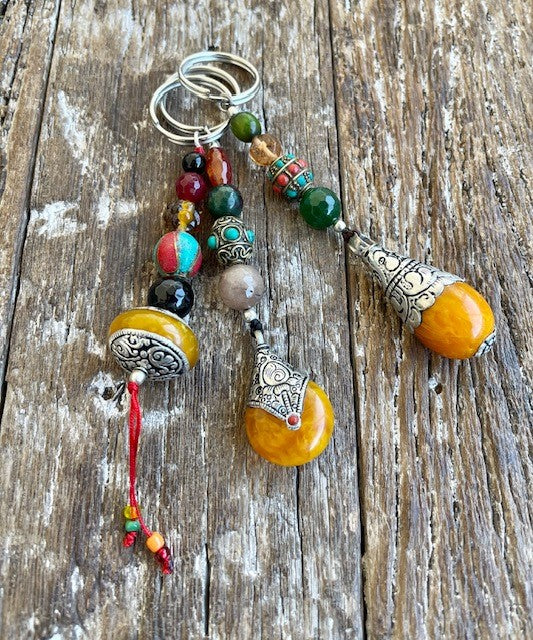 TIBETAN HANDMADE BEAD KEY HOLDER single pc