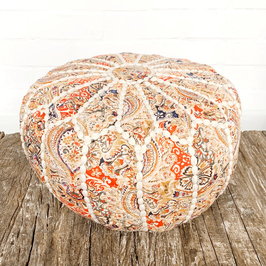 100% COTTON PRINT KALI POUF WITH EMBELLISHMENT 40X20CM