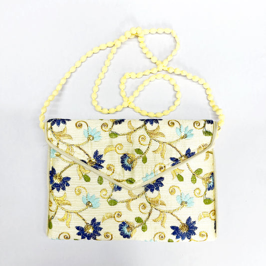 EMBROIDERED VELVET PURSE W STRAP