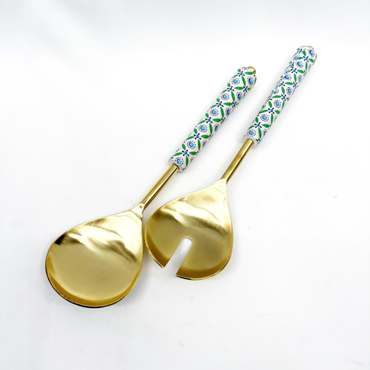 Stainless Steel Brass Floral Serving Spoons 27x3x7cm