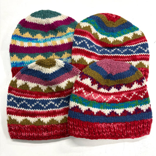 100% WOOL HAND KNITTED BEANY FLEECE LINED