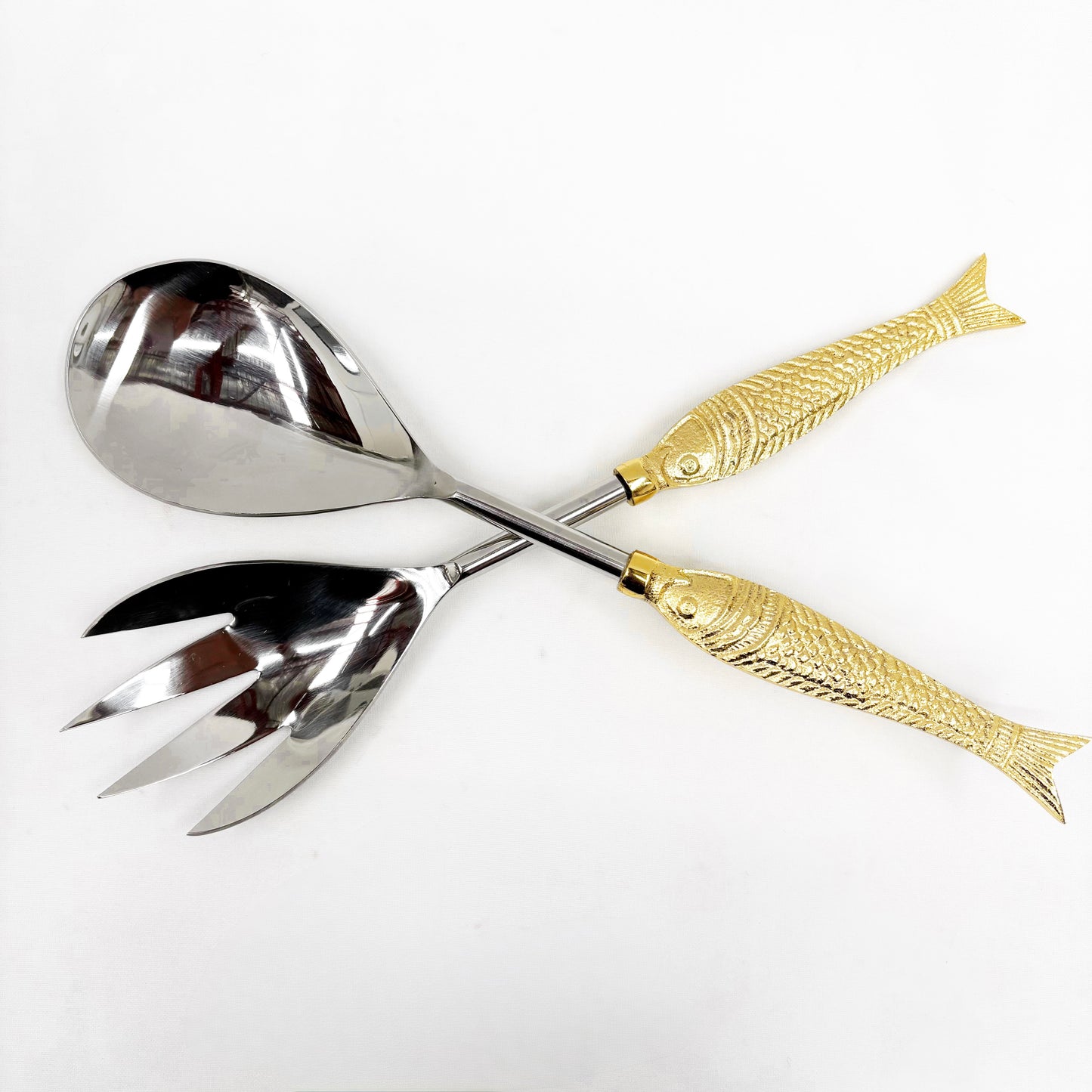 Stainless Steel Brass Fish Serving Spoons 27x6x1.5