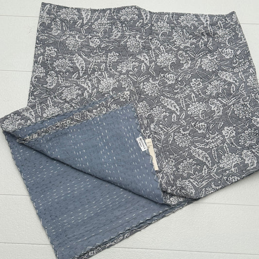 100% COTTON HAND STITCHED FLORAL THROW 150x220CM