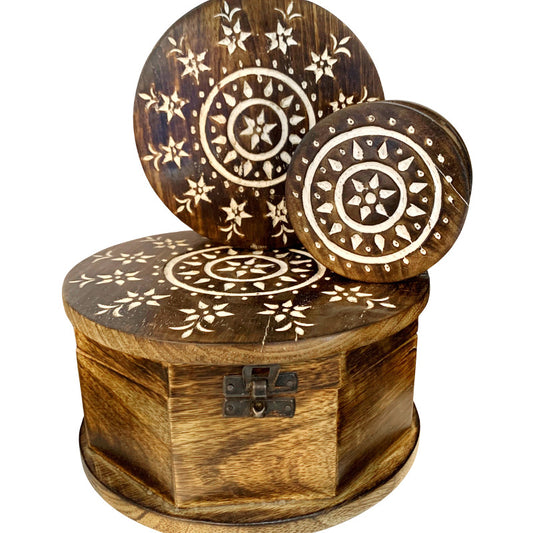 WOODEN ENGRAVED 3 SET