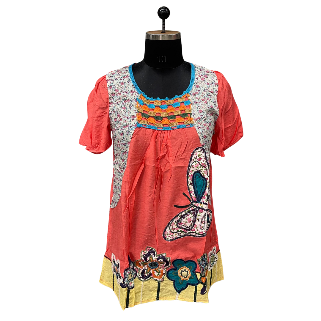 Coral Butterfly Garden Tunic