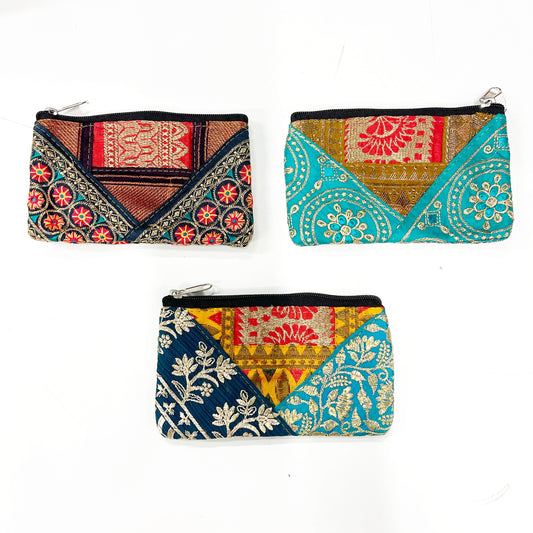 RED SILK SARI PURSE |LRG| 17x10CM