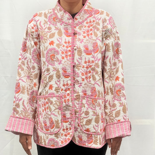 Reversible 100% Cotton Block Printed Jacket with Pocket