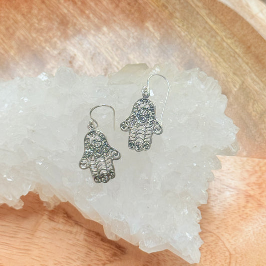 STERLING SILVER HAMSA EARRING