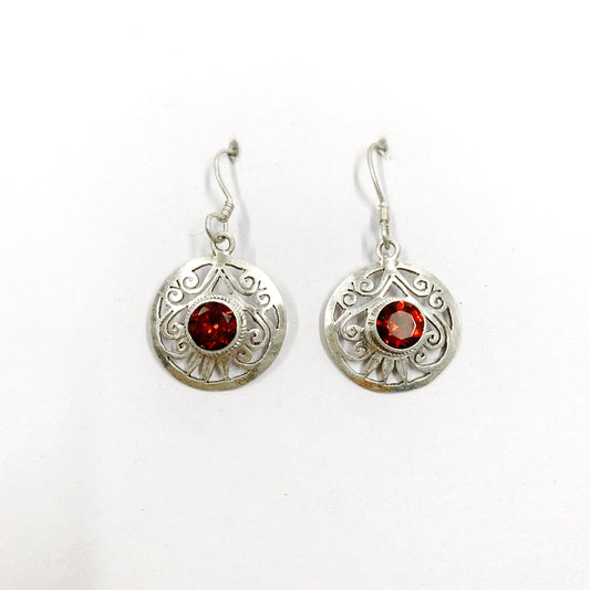 Garnet 925 Sterling Silver Earring