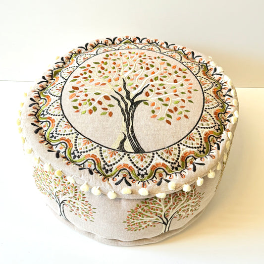 TREE OF LIFE EMB. COTTON OTTOMAN 40X20CM