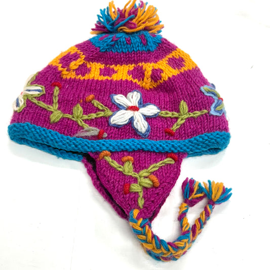 100% WOOL HAND KNITTED BEANY FLEECE LINED ASSORTED
