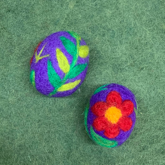 HANDMADE NEEDLE FELT EMB. EGG PURPLE