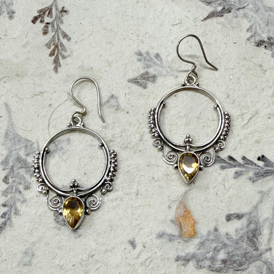 STERLING SILVER CITRINE EARRING