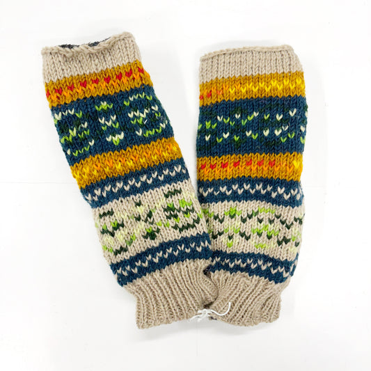 BEIGE WOOL HAND KNITTED GLOVES