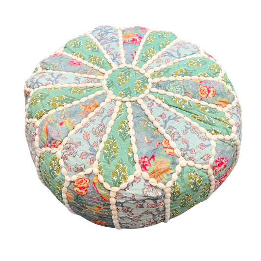 100% COTTON OTTOMAN WITH FLORAL DIGITAL PRINT 40X20CM