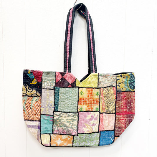 HAND STITCHED VINTAGE KANTHA SHOULDER BAG 50x32CM