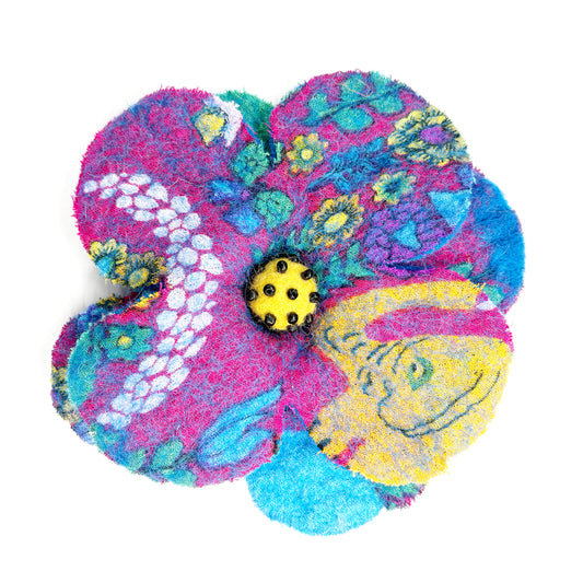 FELT PATCHWORK POPPY BROOCH (28x28CM)