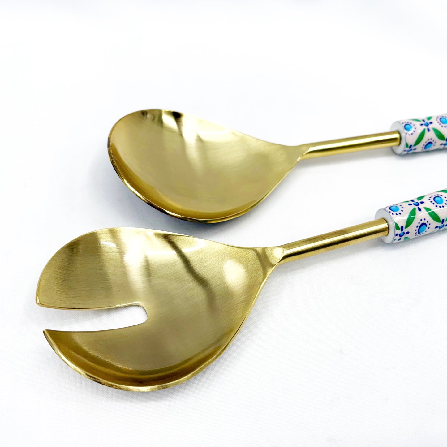 Stainless Steel Brass Floral Serving Spoons 27x3x7cm