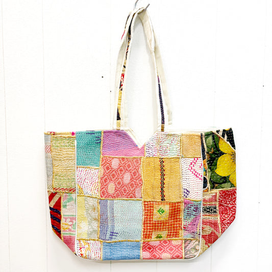 HAND STITCHED VINTAGE KANTHA SHOULDER BAG 50x32CM