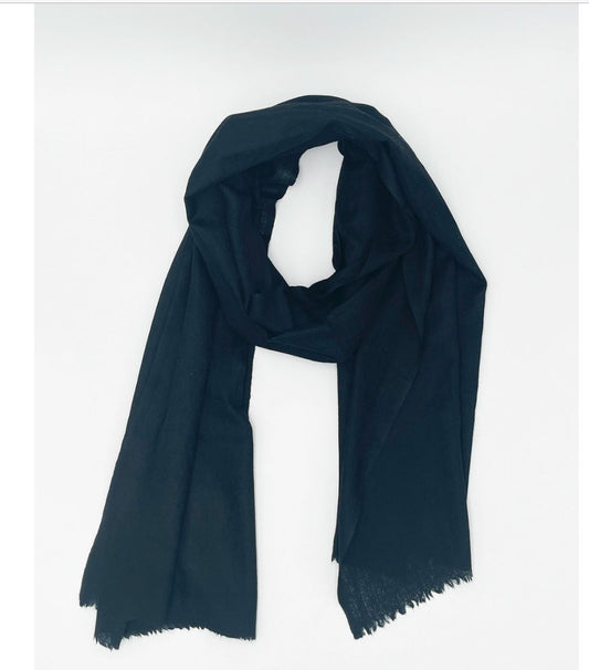 WOOL N CASHMERE BLEND BLACK SOFT SHAWLS