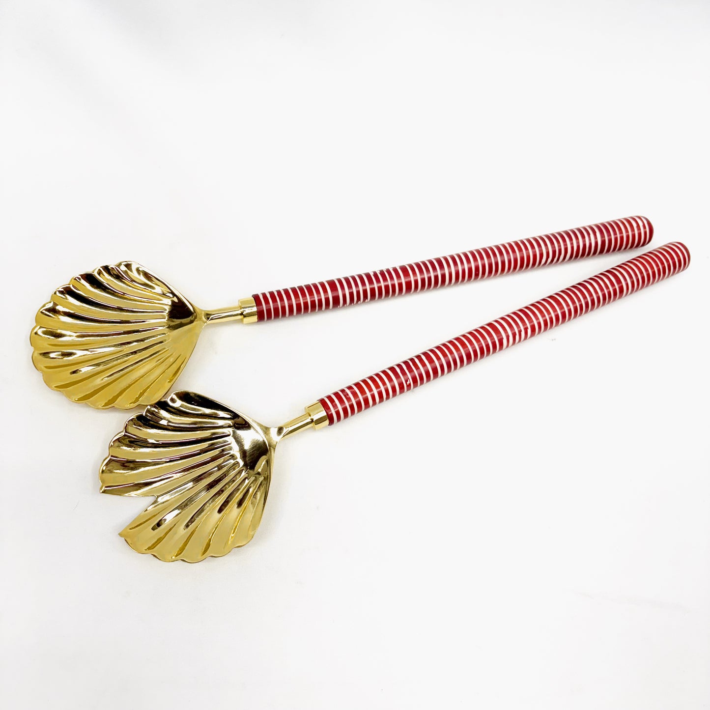 Stainless Steel Brass Shell Serving Spoons 34x8x2cm