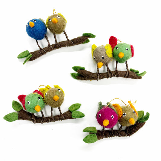 FELT LOVE BIRD HANGING OLIVE