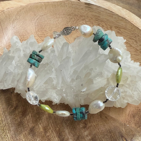 TORQUOISE N PEARL BRACELET
