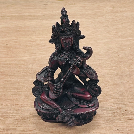 RESIN GODDESS OF WISDOM SARASWOTI 15CM