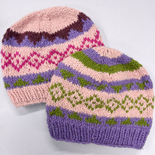 100% WOOL HAND KNITTED BEANY FLEECE LINED