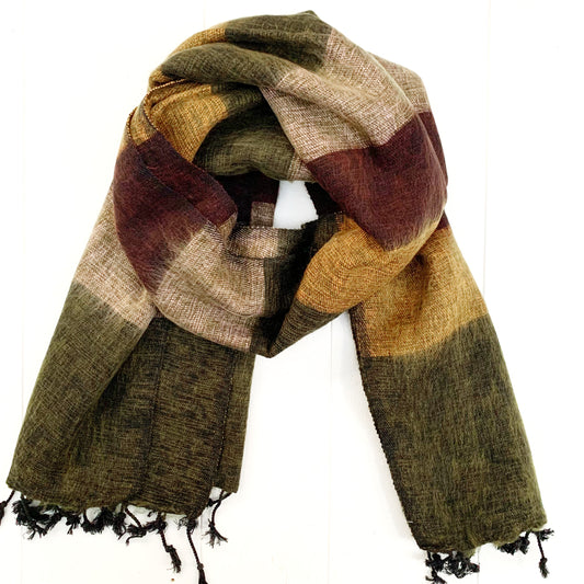 WOOL BLEND “AUTUMN LEAVES” STRIPED SHAWL 80x195CM